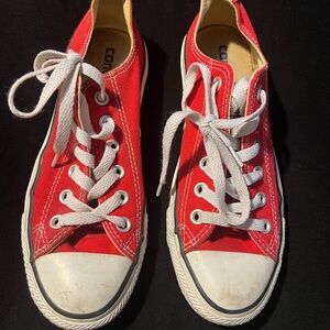 Converse  Red Canvas Lace-Up Sneakers